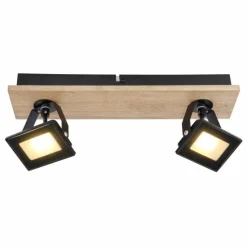 Lampes En Bois-Luminaires Globo Lighting Plafonnier Globo JOYA LED Bois clair, Noir, 2 lumières