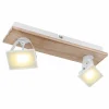 Lampes En Bois-Luminaires Globo Lighting Plafonnier Globo JOYA LED Bois clair, Blanc, 2 lumières