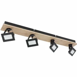Lampes En Bois-Luminaires Globo Lighting Plafonnier Globo JOYA LED Bois clair, Noir, 4 lumières