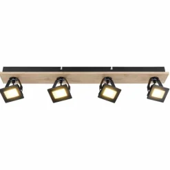 Lampes En Bois-Luminaires Globo Lighting Plafonnier Globo JOYA LED Bois clair, Noir, 4 lumières
