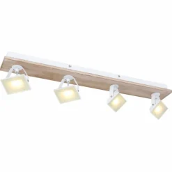Lampes En Bois-Luminaires Globo Lighting Plafonnier Globo JOYA LED Bois clair, Blanc, 4 lumières