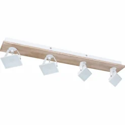 Lampes En Bois-Luminaires Globo Lighting Plafonnier Globo JOYA LED Bois clair, Blanc, 4 lumières