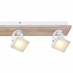 Lampes En Bois-Luminaires Globo Lighting Plafonnier Globo JOYA LED Bois clair, Blanc, 4 lumières