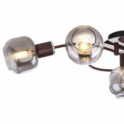 Suspension Verre Fumé-Luminaires Globo Lighting Plafonnier Globo KABU Cuivre, 5 lumières