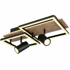 Lampes En Bois-Luminaires Globo Lighting Plafonnier Globo KASSU LED Couleur bois, Noir, Blanc, 2 lumières