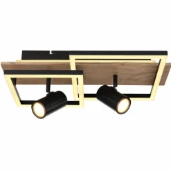 Lampes En Bois-Luminaires Globo Lighting Plafonnier Globo KASSU LED Couleur bois, Noir, Blanc, 2 lumières