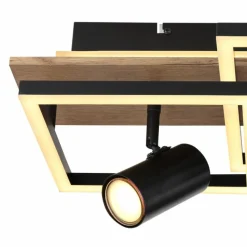 Lampes En Bois-Luminaires Globo Lighting Plafonnier Globo KASSU LED Couleur bois, Noir, Blanc, 2 lumières