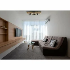 Lampes En Bois-Luminaires Globo Lighting Plafonnier Globo KASSU LED Couleur bois, Noir, Blanc, 3 lumières