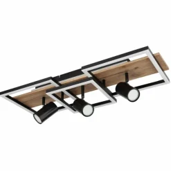 Lampes En Bois-Luminaires Globo Lighting Plafonnier Globo KASSU LED Couleur bois, Noir, Blanc, 3 lumières