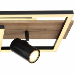 Lampes En Bois-Luminaires Globo Lighting Plafonnier Globo KASSU LED Couleur bois, Noir, Blanc, 3 lumières