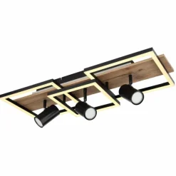 Lampes En Bois-Luminaires Globo Lighting Plafonnier Globo KASSU LED Couleur bois, Noir, Blanc, 3 lumières