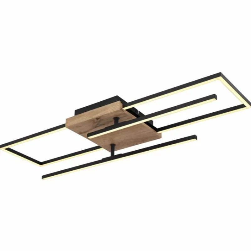 Luminaires Scandinaves-Luminaires Globo Lighting Plafonnier Globo KENDRA LED Bois clair, Couleur bois, Noir, 1 lumière