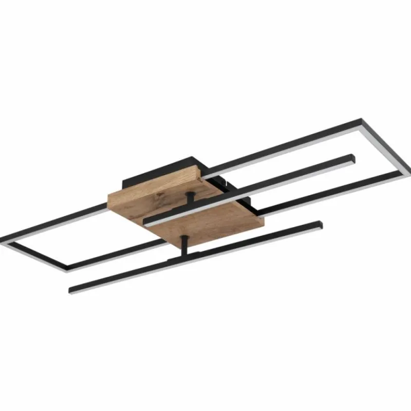 Luminaires Scandinaves-Luminaires Globo Lighting Plafonnier Globo KENDRA LED Bois clair, Couleur bois, Noir, 1 lumière