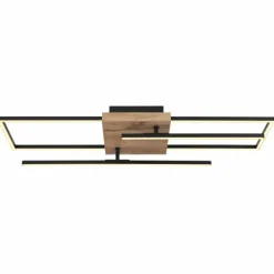 Luminaires Scandinaves-Luminaires Globo Lighting Plafonnier Globo KENDRA LED Bois clair, Couleur bois, Noir, 1 lumière