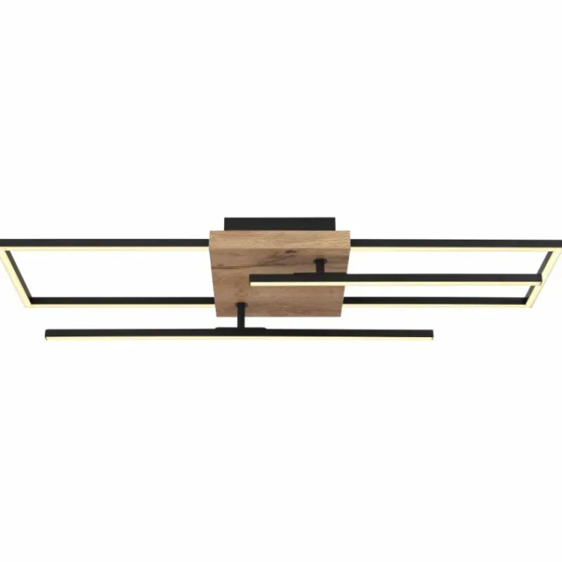 Luminaires Scandinaves-Luminaires Globo Lighting Plafonnier Globo KENDRA LED Bois clair, Couleur bois, Noir, 1 lumière