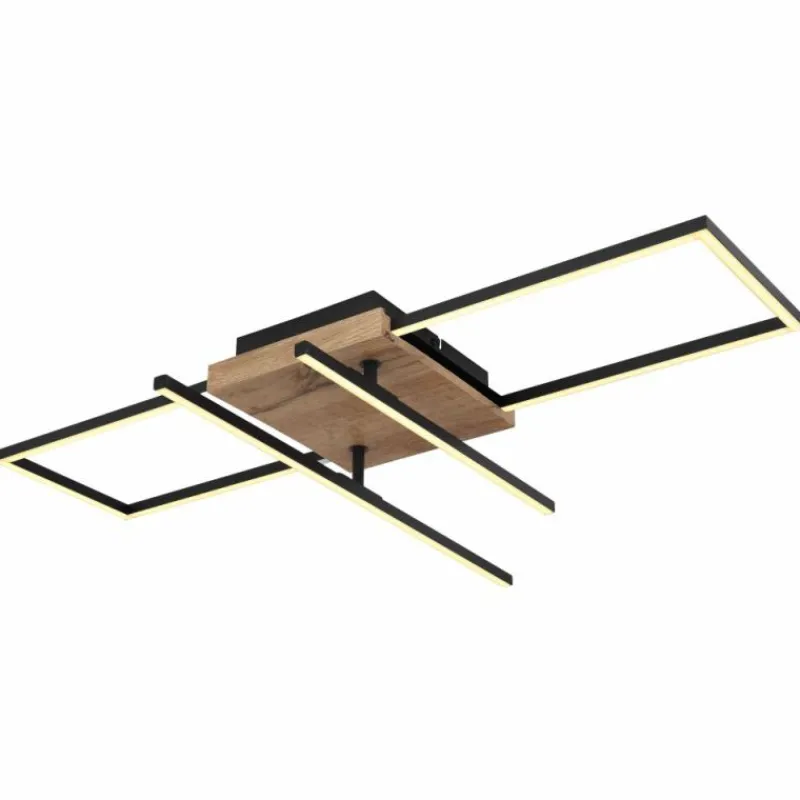 Luminaires Scandinaves-Luminaires Globo Lighting Plafonnier Globo KENDRA LED Bois clair, Couleur bois, Noir, 1 lumière