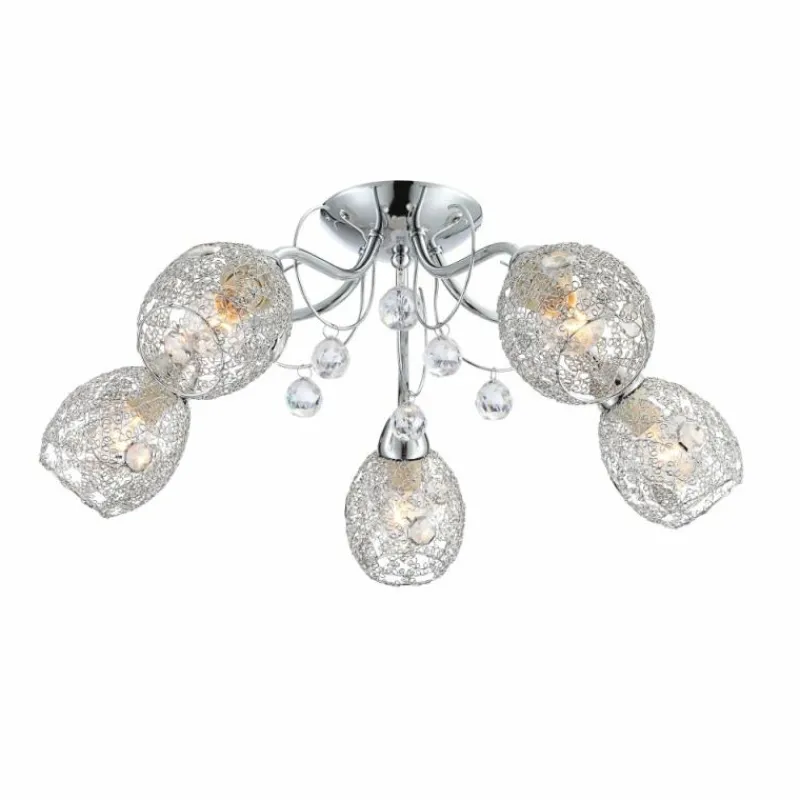 Lampe Turque-Luminaires Globo Lighting Plafonnier Globo KORDULA Chrome, 5 lumières