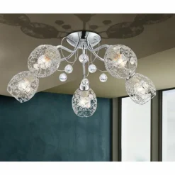 Lampe Turque-Luminaires Globo Lighting Plafonnier Globo KORDULA Chrome, 5 lumières