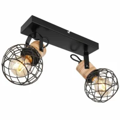 Lampes En Bois-Luminaires Globo Lighting Plafonnier Globo LACKY Bois clair, Noir, 2 lumières