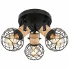 Lampes En Bois-Luminaires Globo Lighting Plafonnier Globo LACKY Bois clair, Noir, 3 lumières