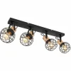 Lampes En Bois-Luminaires Globo Lighting Plafonnier Globo LACKY Bois clair, Noir, 4 lumières