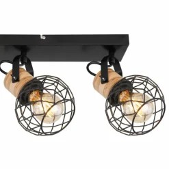 Lampes En Bois-Luminaires Globo Lighting Plafonnier Globo LACKY Bois clair, Noir, 4 lumières