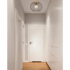 Lampes En Bois-Luminaires Globo Lighting Plafonnier Globo LACKY Bois clair, Noir, 1 lumière