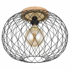 Lampes En Bois-Luminaires Globo Lighting Plafonnier Globo LACKY Bois clair, Noir, 1 lumière