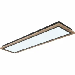 Lampes En Bois-Luminaires Globo Lighting Plafonnier Globo LEA LED Couleur bois, Noir, 1 lumière, Télécommandes