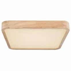 Lampes En Bois-Luminaires Globo Lighting Plafonnier Globo LEANARA LED Bois clair, Blanc, 1 lumière, Télécommandes, Changeur de couleurs