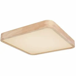 Lampes En Bois-Luminaires Globo Lighting Plafonnier Globo LEANARA LED Bois clair, Blanc, 1 lumière, Télécommandes