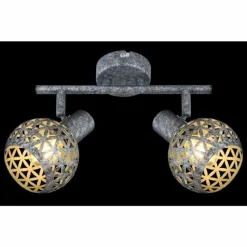 Lampes Vintages & Rétros-Luminaires Globo Lighting Plafonnier Globo LELA Argent Oxydé, 2 lumières