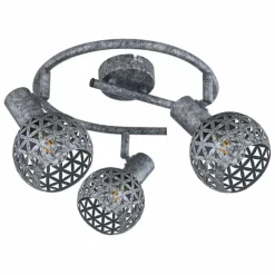 Lampes Vintages & Rétros-Luminaires Globo Lighting Plafonnier Globo LELA Argent Oxydé, 3 lumières