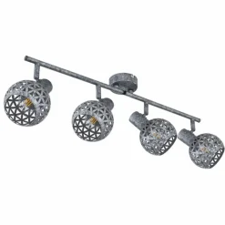 Lampes Vintages & Rétros-Luminaires Globo Lighting Plafonnier Globo LELA Argent Oxydé, 4 lumières