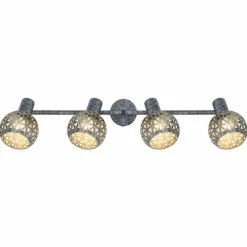 Lampes Vintages & Rétros-Luminaires Globo Lighting Plafonnier Globo LELA Argent Oxydé, 4 lumières