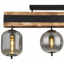 Suspension Verre Fumé-Luminaires Globo Lighting Plafonnier Globo LOREY Bois foncé, Noir, 3 lumières