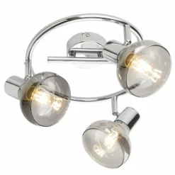 Suspension Verre Fumé-Luminaires Globo Lighting Plafonnier Globo LOTHAR Fumé, 3 lumières