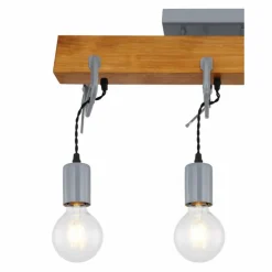 Lampes Industrielles-Luminaires Globo Lighting Plafonnier Globo LUDI Gris, Bois foncé, 3 lumières