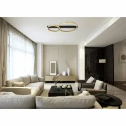 Lampes Dorées-Luminaires Globo Lighting Plafonnier Globo LUFFY LED Or, Noir, 1 lumière