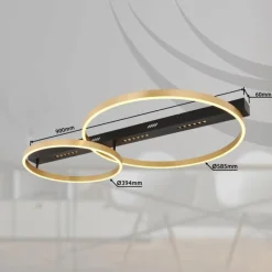 Lampes Dorées-Luminaires Globo Lighting Plafonnier Globo LUFFY LED Or, Noir, 1 lumière