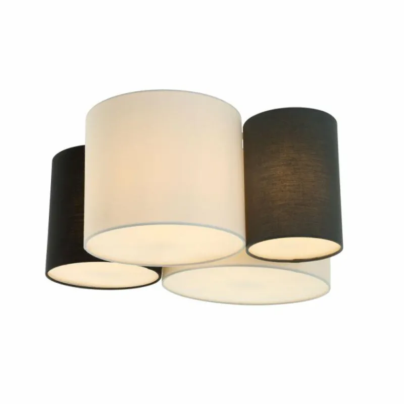 Lampes En Tissu-Luminaires Globo Lighting Plafonnier Globo MAKKI Blanc, 4 lumières