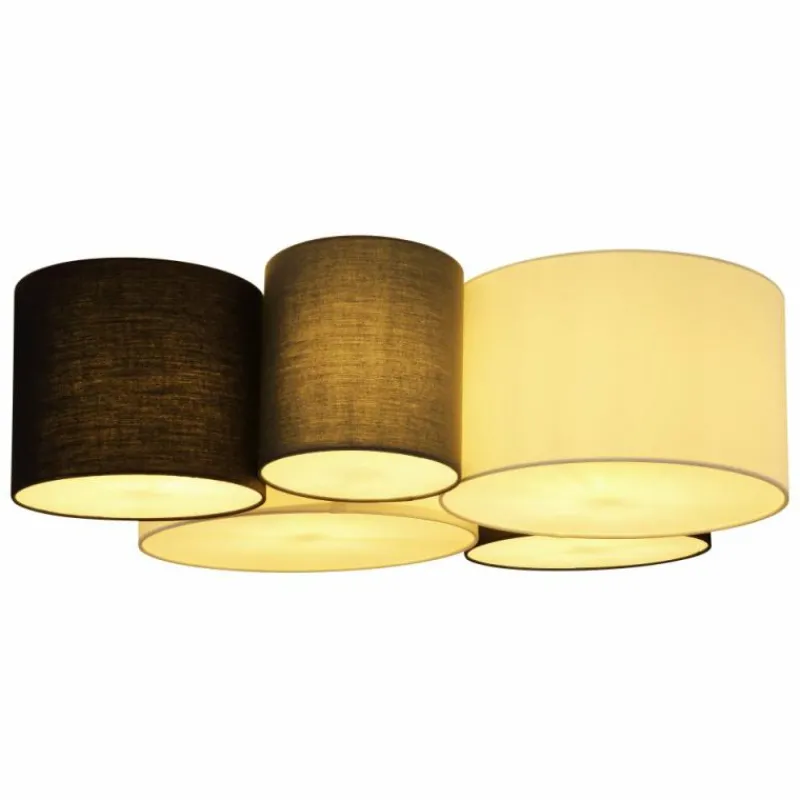 Lampes En Tissu-Luminaires Globo Lighting Plafonnier Globo MAKKI Blanc, 5 lumières