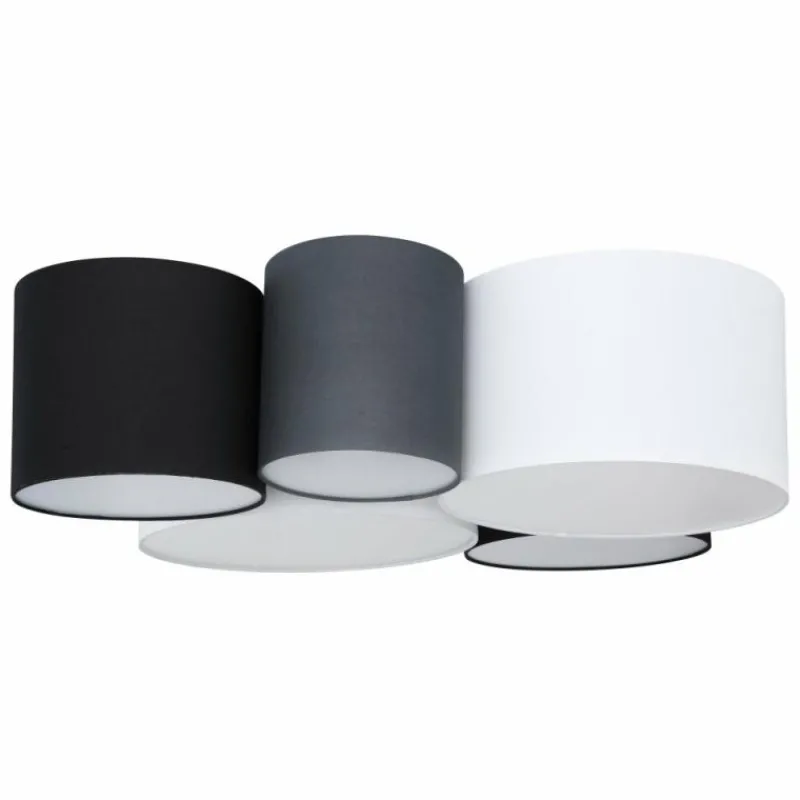 Lampes En Tissu-Luminaires Globo Lighting Plafonnier Globo MAKKI Blanc, 5 lumières