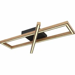 Lampes En Bois-Luminaires Globo Lighting Plafonnier Globo MANDERA LED Noir, 1 lumière