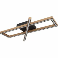 Lampes En Bois-Luminaires Globo Lighting Plafonnier Globo MANDERA LED Noir, 1 lumière