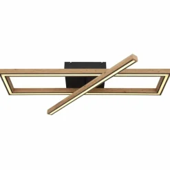 Lampes En Bois-Luminaires Globo Lighting Plafonnier Globo MANDERA LED Noir, 1 lumière