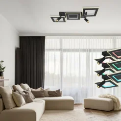 Luminaires Globo Lighting Plafonnier Globo MARIAN LED Noir, 1 lumière, Télécommandes, Changeur de couleurs* Éclairage Led