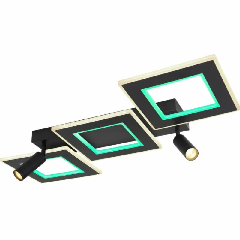 Luminaires Globo Lighting Plafonnier Globo MARIAN LED Noir, 1 lumière, Télécommandes, Changeur de couleurs* Éclairage Led