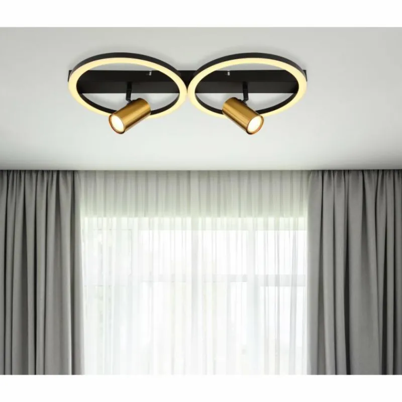 Luminaires Globo Lighting Plafonnier Globo MARRIE LED Laiton, Noir, 1 lumière* Éclairage Led