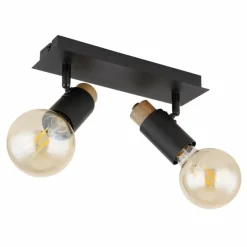 Lampes En Bois-Luminaires Globo Lighting Plafonnier Globo MATTI Écru, Noir, 2 lumières